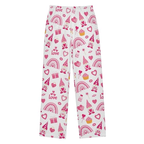 Gnome Love Heart Kiss Boys Long Pants Soft Trousers Elastic Waist Kids Lounge Bottoms with Pockets S-XL