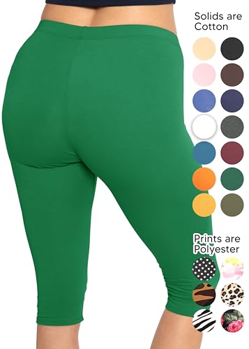 Image of STRETCH IS COMFORT Cotton Capri Leggings, Knee Length Pants, Plus Size