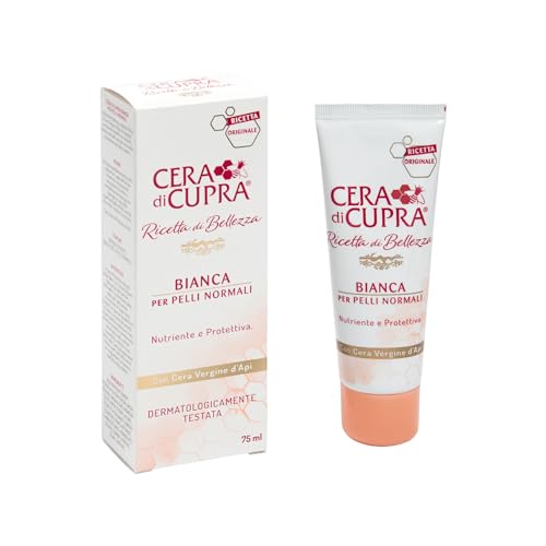 Cera di Cupra, Crema Bianca Formulazione Tradizionale, con Cera Vergine d'Api, Ricca di Componenti Protettivi, ad Azione Antietà, Made in Italy, Dermatologicamente Testata, Tubetto da 75 ml