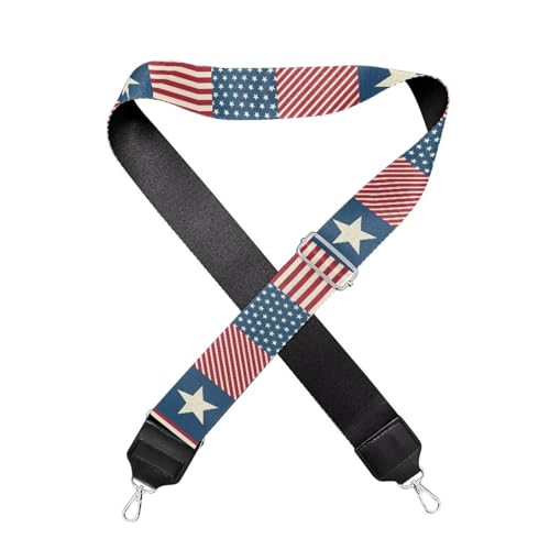 Image of GLENLCWE USA Flag Print Wide Purse Strap Replacement USA Flag Print Crossbody Handbag Shoulder Strap Adjustable Bag Straps Replacement