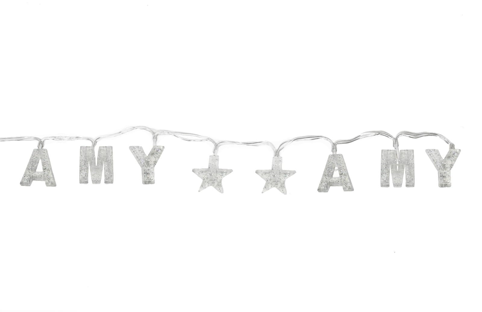 Gifts Direct 2 U Indoor Decorative LED String Lights Hanging Decorations Light Up Your Name in LED Clear Lights Amy