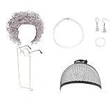 Yusheng Abuela | Conjunto Disfraz anciana para vestirse,Abuelita, Cordones Cadena para anteojos, Collar Cuentas Perlas sintéticas para Disfraz Halloween Cosplay