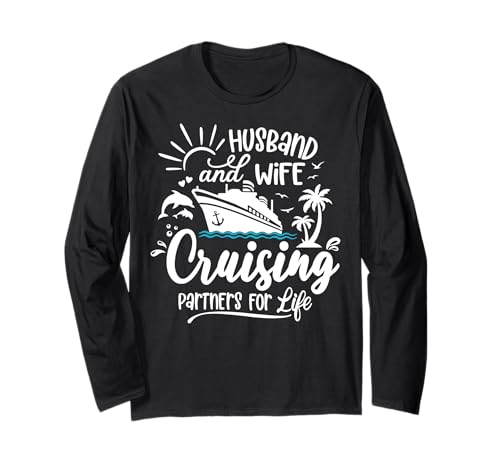 Husband Wife Cruising Couples Cruise Vacation Matching Funny Manga Larga