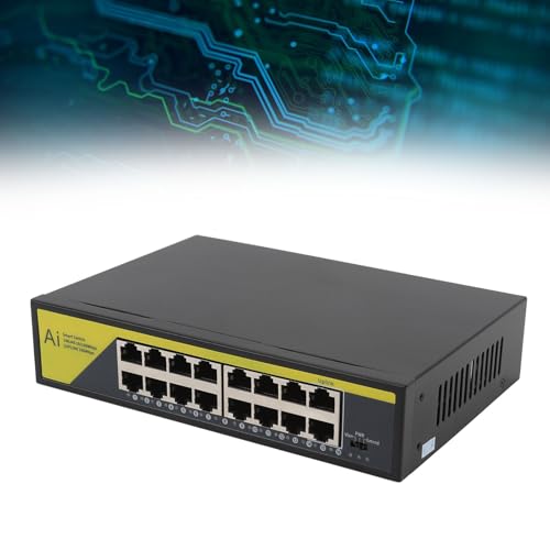 Gavigain 200W Switch PoE de 16 Puertos, 30W por Puerto, Modo de Extensión de Larga Distancia, Refrigeración Silenciosa sin Ventilador para Cámaras, Puntos de Acceso y Sistemas Telefónicos para Hogar y Negocios miniatura 2