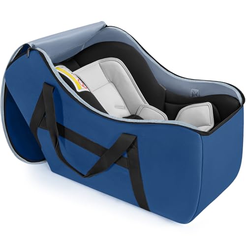Image of Padded Car Seat Bag Compatible with Most Nuna Pipa Car Seats UPPAbaby MESA V2 without Base & Chicco KeyFit 30 and Base, Car Seat Travel Bag for Airplanes, Blue
