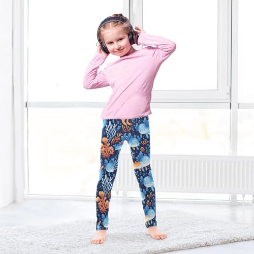 Boccsty Featuring Axolotls Blue Girls Leggings Kids Yoga Pants Dance Active Tights 4T4