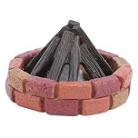 Focket Fake Campfire, Realistic Flickering LED Flames Resin Dollhouse Faux Fireplace Battery Operated Fire Logs with 3 LR41 Batteries Included for Bar Home Garden Decor