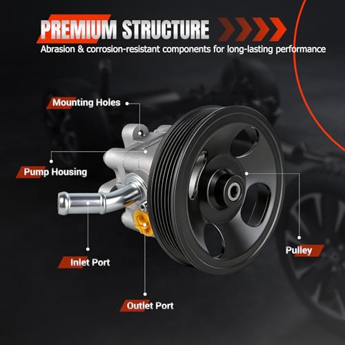 Power Steering Pump 21-5478 with Pulley Compatible with Nissan Altima 2007-2012 L4 2.5L GAS, Altima 2013 Coupe, X-Trail 2002-2011, Power Assist Pump Replace# 49110-ZX01B, 49110CN00C by GZGN - Image 8