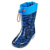 YAAMOO Gummistiefel Kinder, Regenstiefel Kinder, Gummistiefel Jungen, Kinder Gummistiefel mit Dinosaurier-Design, Wasserdicht, Anti-Rutsch Sohle, Blau, Größe 31