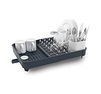 Joseph Joseph Extend Expandable Dish Drainer Rack with Removable Cutlery Holder Swivel Draining Spout – Grey