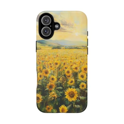 Coque iPhone 16 Plus rigide mate anti-glisse design tournesol naturel