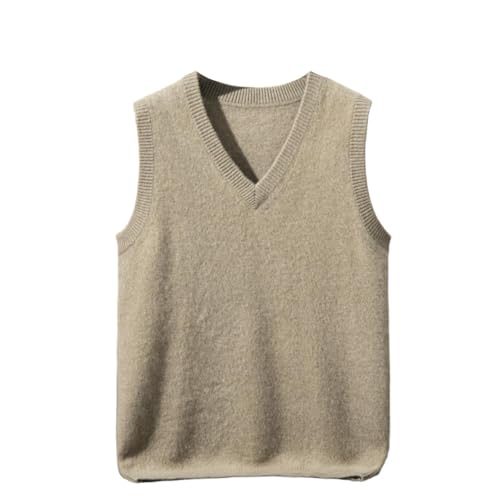 Gilet en cachemire pour homme col en V tricot kaki chaud et épais luxe