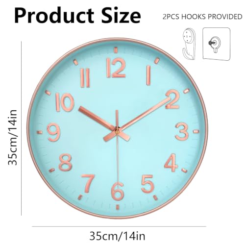 Image of 14Inch Silent Analog Wall Clock Non Ticking Clocks for Living Room