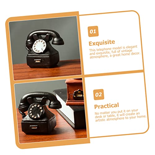 Teléfono de disco retro vintage HOMSFOU 2 piezas miniatura 6