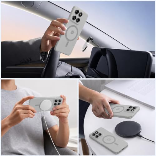 Image of DIZORO Matte Case for Motorola Edge 60 Pro Compatible with MagSafe, Camera Lens Full Protection, Shockproof Translucent Frosted TPU Soft Phone Cover, Anti-Fingerprint (Grey)