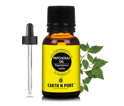Image of Earth N Pure Patchouli Essential Oil Natural & Therapeutic Grade for Aromatherapy, Skin & Hair Care with Glass Dropper 15 ml