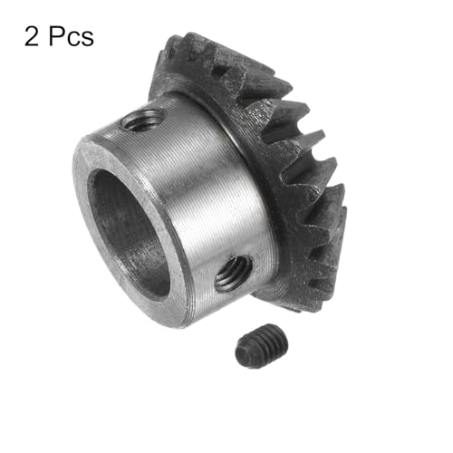 Image of HARFINGTON 2pcs Bevel Gear 1M 20 Teeth 15mm Shaft Hole 1:1 Tapered Bevel Pinion Gear 45# Steel 1.5 Module 90 Degree Steering Gear, for Hardware Mechanical Rotation