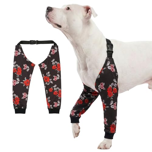 Image of LovinPet Dog Elbow Protector Anti-Licking Elbow Sleeve, Adjustable, Comfortable & Durable Front Leg Guard for Medium to Large Dogs, Prevents Licking and Chewing,Dog Sleeve,Dog Leg Sleeve,Red