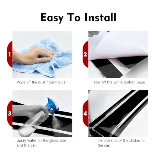 Image of 2 PCS Car Hood Decals, Hood Bumper Modification Exterior Decoration Accessories, Body Side Stickers Racing Stripes Decals, Suitable for Most Car Models (Black)
