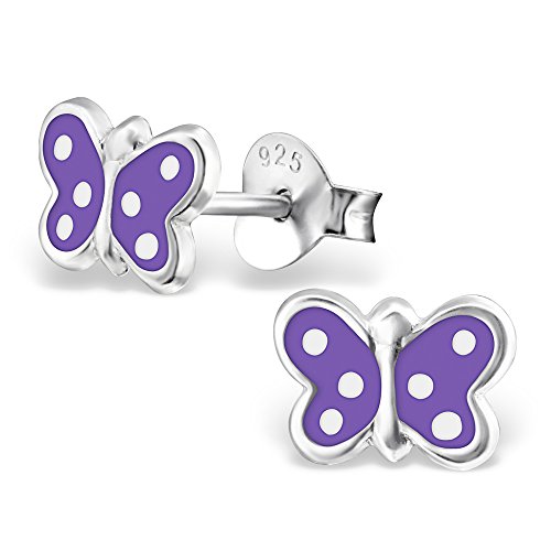 Icyrose 925 Sterling Silver Set Of 3 Pairs Purple Owl, Butterfly W/ Polka Dots, Unicorn Stud Earrings (Nickel Free) #TOP2