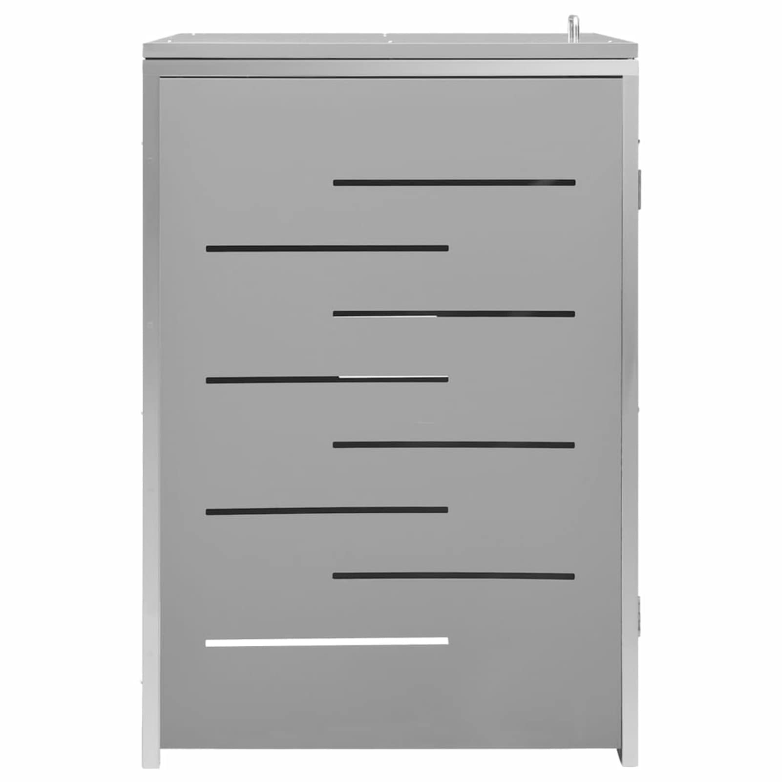 SECOLI mülltonnenbox 1 tonnen 1er mülltonnenbox mülltonnenbox 1er 242l mülltonnenbox Metall Abschließbar Edelstahl-Grau-1 Tonne-69x77,5x115 cm