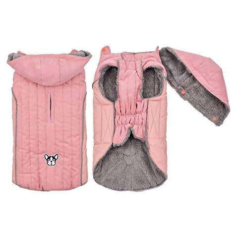 Rantow Dog Coat with Removable Hood | Harness Hole | Reflective Small Medium Large Dogs Jacket Winter Warm Vest Fleece Lining Cozy Stormguard Puppy Outfit Pet Apparel (XL, Pink) Cover