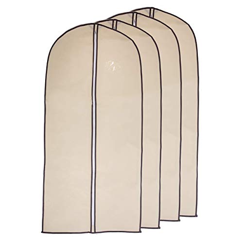 Garment Bags by Home Zone - 4 Pack of Breathable Garment Bag Clothes Covers - Protect Garments, Suits and Costumes - Ideal for Travel - Coffee & Cream Finish - Includes 4 Large Size Garment Bags (130cms 60cms)