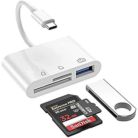 Tec-Digi USB C to SD/Micro SD Card Reader, 3 in 1 USB to Type-C Camera Connection Kit Adapter,SD TF Card Reader Adapter for New iPad Pro, MacBook Pro/Air, ChromeBook,Samsung and More, white Cover