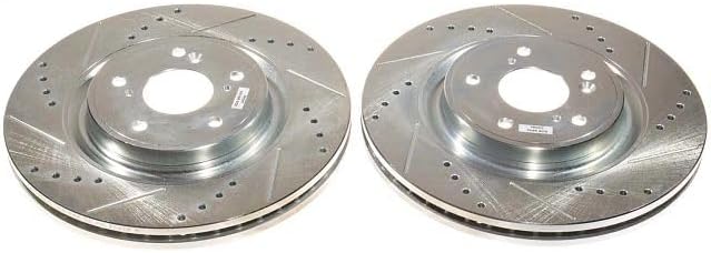PowerStop Evolution Front Brake Rotors For Honda CR-V 2020-22 - Drilled and Slotted Performance Disc Rotors Upgrade, JBR1905XPR