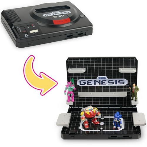 Image of Console Heroes SEGA Genesis Supervillain Boss Bundle Display - Includes 4 Villain Figures + Cartridge Storage Tray - Officially Licensed SEGA Collector Set