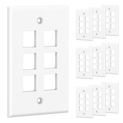 Image of [UL Listed] Cable Matters 10-Pack Low Profile 6-Port Keystone Wall Plate