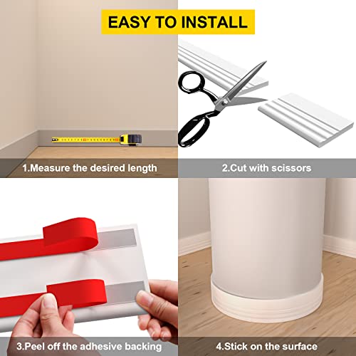 Moleney Flexible Baseboard Trim, Peel And Stick Rubber Molding Trim, Hardened Self-Adhesive Chair Rail Molding, 3 Inch X 16.4 Feet Vinyl Wall Base Caulk And Trim Strips (Beige) #TOP3