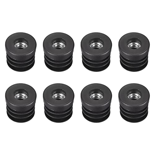 Image of uxcell 8Pcs Black Plastic Round Plugs for 25mm /0.98 inch OD Round Tube, M8 Thread, Furniture Leg Plugs