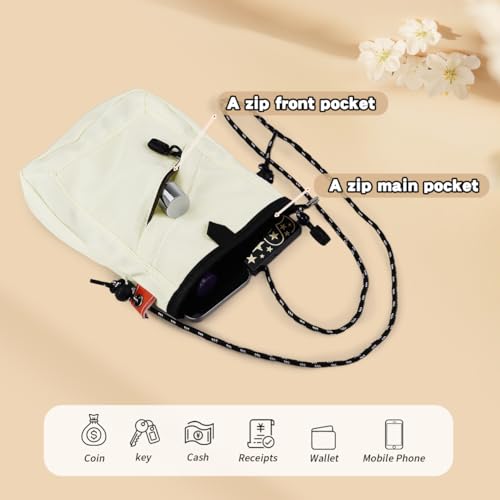 Andiker Cell Phone Crossbody Bag, Nylon Waterproof Small Crossbody Bag with Adjustable Drawstring Strap for Men and Women4