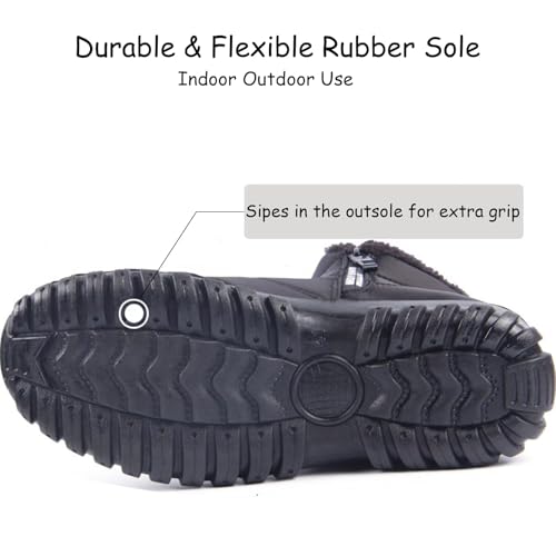 GILKUO Snow Boots Mens Waterproof Winter Shoes Fur Lined Zip up Ankle Slip on Lightweight Warm Fleece Thermal Short Bootie Slippers Blue Size 8 - Image 4