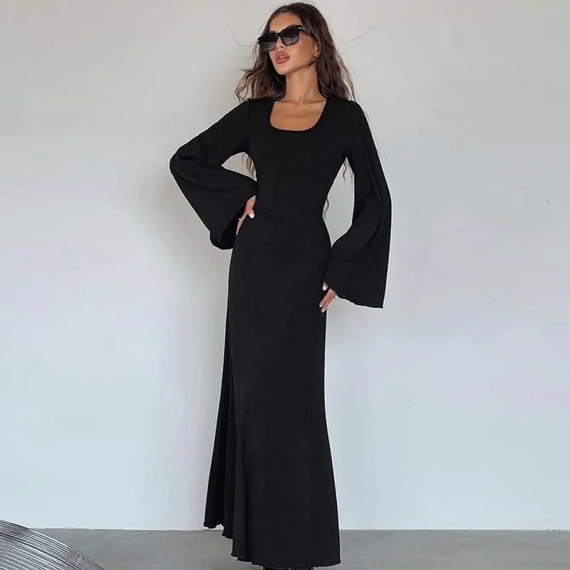 Robe longue avec nœud dans le dos et taille haute structurée - 2