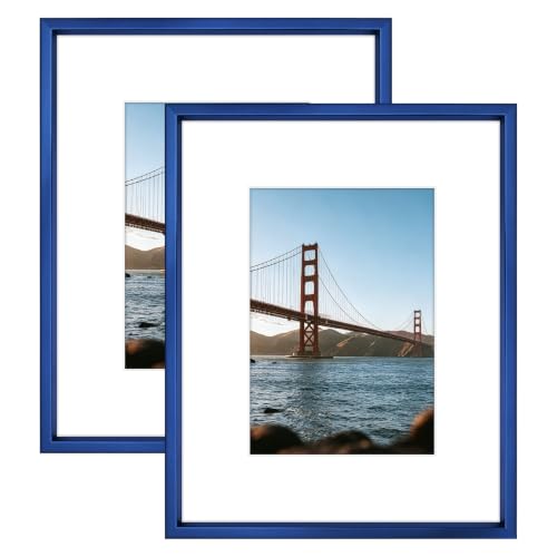 Frametory 8x10 Blue Aluminum Metal Picture Frame Mat for 5x7 Glass