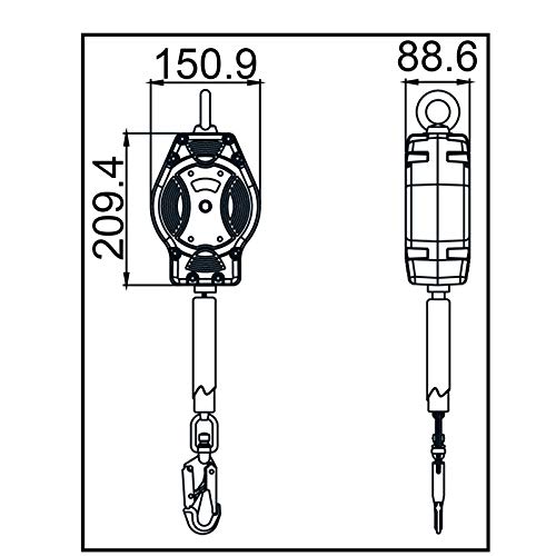 KRATOS SAFETY - HELIXON Sangle, antichute à Rappel Automatique 6 m, pour Utilisation Verticale Seulement - KRATOS SAFETY - 119-FA2050406B