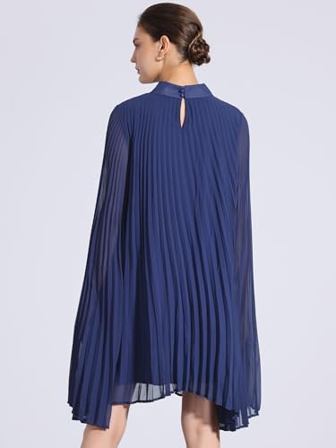 Image of Allegra K Women Chiffon Pleated Flowy Cloak Sleeve Cape Knee Length Dress