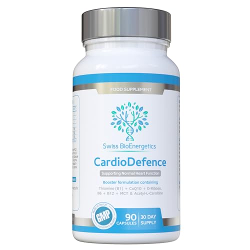 CardioDefence 90 Capsules a Precise Balance of CoQ10 D-Ribose Acetyl L-Carnitine B Vitamins and MCT to contribute to The Normal Function of The Heart and Reduce Tiredness and Fatigue