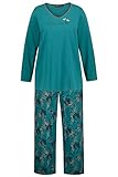 Ulla Popken Damen Pyjama, Beautiful Dreams Pyjamaset, Blau, 46-48 Große Größen EU