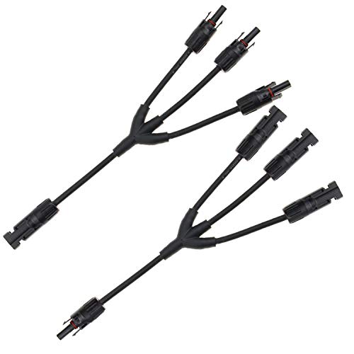 ZOOKOTO Solar Connector Y Branch 1 to 3 4-Way Connector Adapter Splitter Combiner Parallel Adapter Cable Wire Plug Tool Kit for Solar Panel 1 Pair?M/FFF and F/MMM?