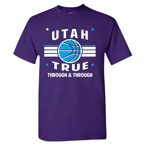 Xtreme Apparrel Utah Basketball Retro Team Men's Fan T-Shirt (Purple Shirt, L)