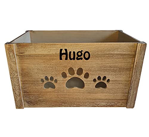 Hoolaroo Personalised Dog Crate - Large Wooden Crate with Handle, Personalised with Pet Name, 46cm x 30cm x 20cm Storage Box - Image 3
