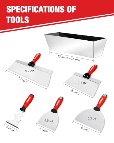 Goldblatt-Drywall-Hand-Tool-Kit-14-in-1-6-Pieces-Stainless-Steel-Joint-Knife-Taping-Knives-Paniter-Scraper-Mud-Pan
