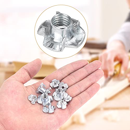 Tunejoy Einschlagmuttern Vierzackige Einpressmuttern Verzinkt Vier-prong Nüsse für Holzbearbeitung Möbel Handwerker M8 M6 M5 M3 M4 90 PCS