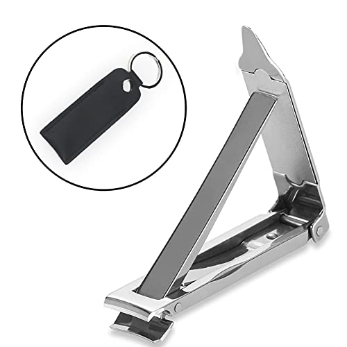 MAYCREATE® Nail Clippers with Nail File Stainless Steel Foldable Nail Cutter with Leather Cover Toenail Clippers Travel Design Cut - Image 2