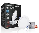 TORCHSTAR 6 Inch Slim LED Recessed Lighting with Junction Box, Dimmable 12W Ultra-Thin Recessed Light, 2700K Soft White, 1000LM Basic Series LED Downlight, ETL & Energy Star, Pack of 6