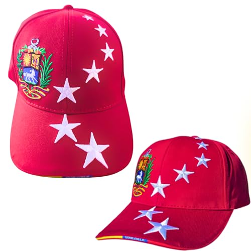 Live Your Roots Gorra de Venezuela Vinotinto 7 Estrellas para Hombre y Mujer, Diseño Inspirado en la Bandera de Venezuela y la Selección de Fútbol Vinotinto, Gorras de Venezuela Ajustable Gorra roja.