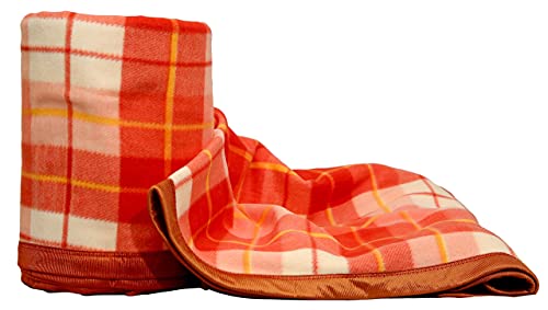 Image of Modern Check All Season Polar Fleece Single Bed Blanket, 60X90 Inches - Red, 300 TC